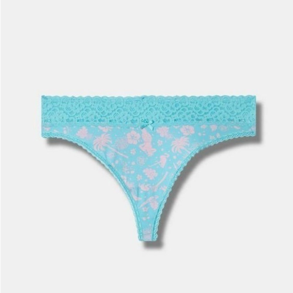NWT torrid Cotton Mid-Rise Thong Lace Trim Panty 1 1x